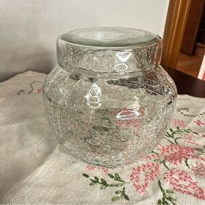 Clear Crackle Glass Jar with Lid – Upcycled Anthropologie Candle
